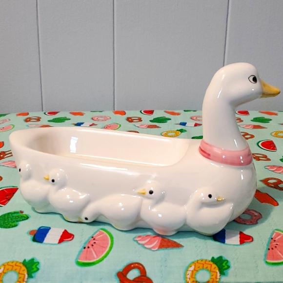 Soap Dish Goose & Goslings Jewelry Trinket Bathroom Home Duck Ceramic CUTE Decor - Picture 6 of 15